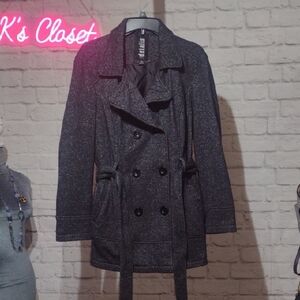 Details Black Double-Breasted Women's Coat (M)